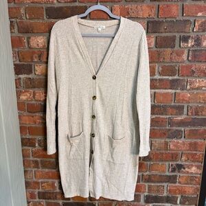 Nine Britton womens waffle knit duster cardigan tan large